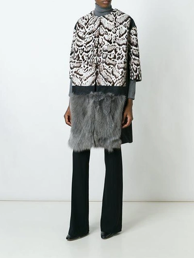 Shop Antonio Marras Animal Print Fur Coat - Black