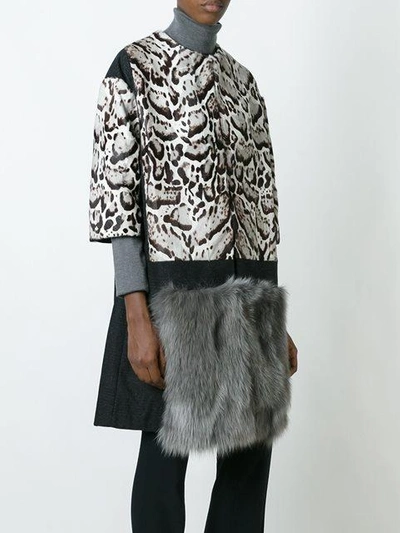 Shop Antonio Marras Animal Print Fur Coat - Black