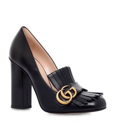 Shop Gucci Marmont Fringed Loafer Heels 105