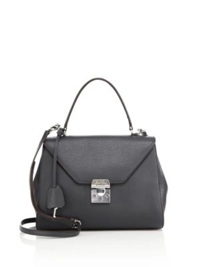 Mark Cross Hadley Small Leather Satchel In Charcoal