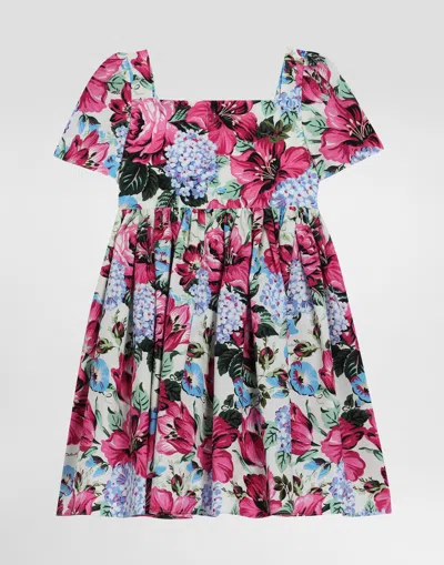 Dolce & Gabbana Printed Poplin Dress In Multicolor
