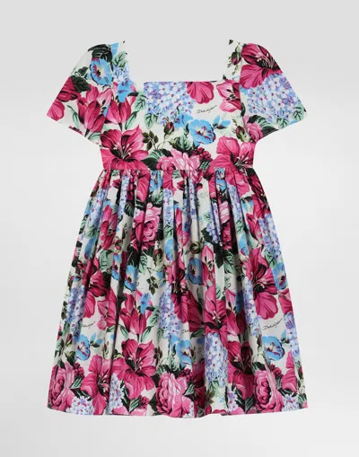 Dolce & Gabbana Printed Poplin Dress In Multicolor