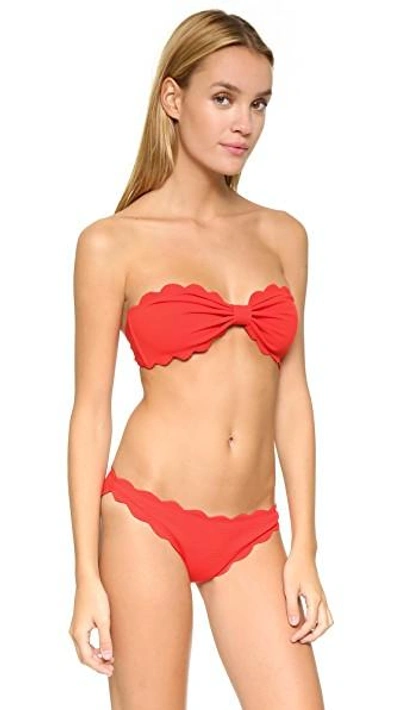 Shop Marysia Antibes Scallop Bikini Top In Poppy Red