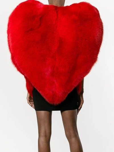 Shop Saint Laurent Heart Shaped Cape In Red