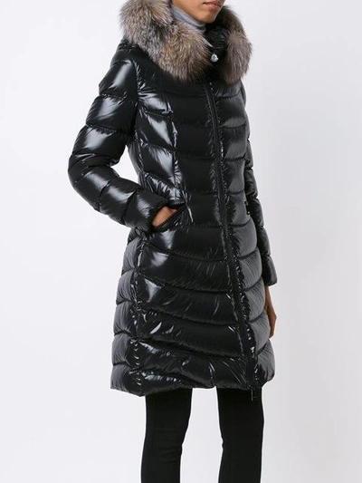 Moncler Aphia Fur-trimmed Puffer Jacket In Black | ModeSens