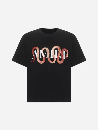 Amiri Mens Snake Oversized Short-sleeve Cotton-jersey T-shirt Black