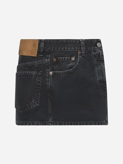 Mm6 Maison Margiela Black Denim Miniskirt