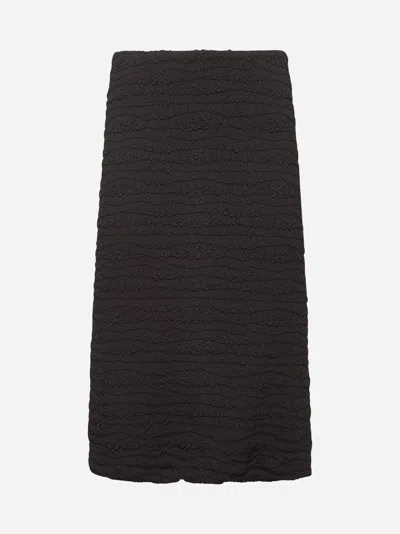 Jil Sander Brown Embroidered Crepe Jersey Skirt