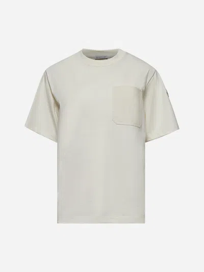 Moncler Women Ivory Cotton Pocket T-shirt In White