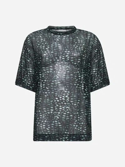 Dries Van Noten Green Mesh Printed T-shirt