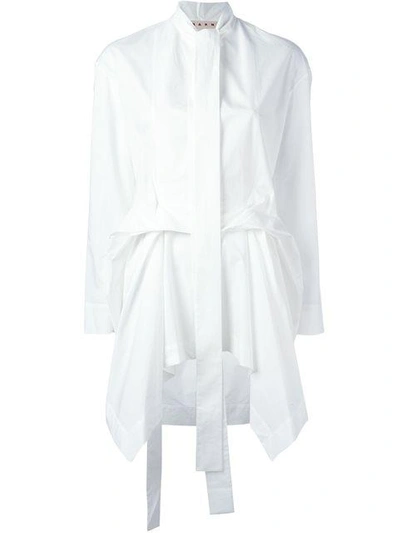 Marni Draped Poplin Shirt In White