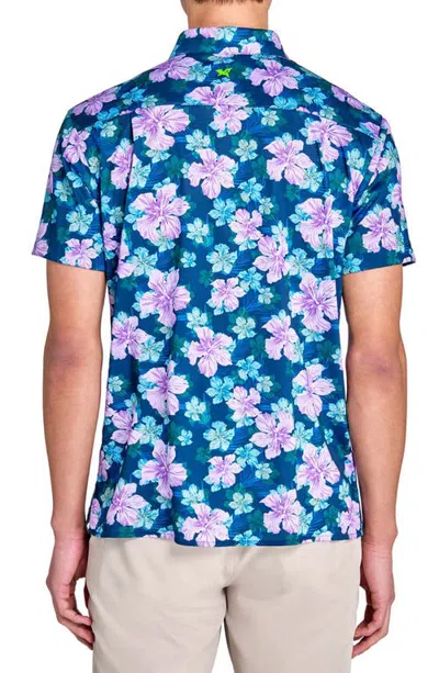 Construct Layered Hibiscus Shirt Front In Blue