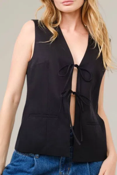 Aaron & Amber Tie Front Tailored Vest In Black In Black