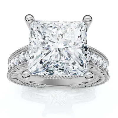 Pompeii3 Certified 4 1/5ct Princess Cut Diamond Engagement Ring 14k Gold Or Pt Lab Grown In Silver
