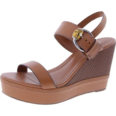 Arezzo Womens Buckle Leather Wedge Heels In Brown