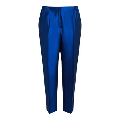 Marina Rinaldi Plus Raro Silk Trouser In Blue