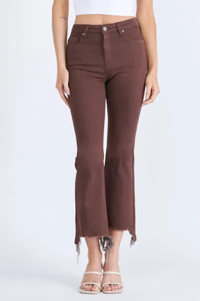 Hidden Happi High-rise Crop Flare Jean In Chocolate In Brown