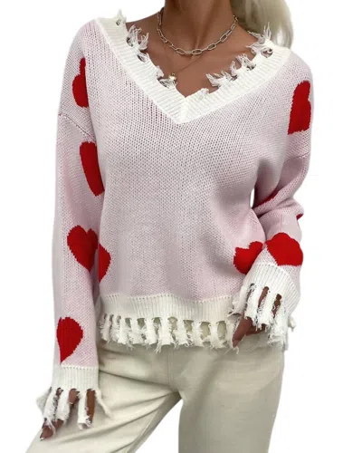 Trend Shop Touch My Heart Sweater In Red In Red
