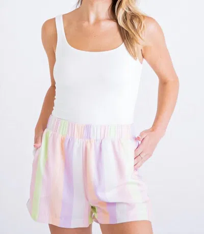 Karlie Smock Waist Short In Pastel Stripe In Multi