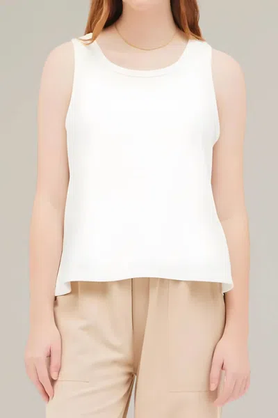 Grade & Gather Terry Knit Side Slit Tank Top In Off White In White