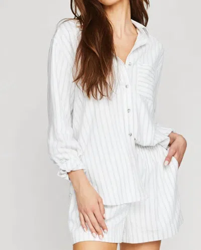 Gentle Fawn Portia Button Down Shirt In White Stripe In Multi