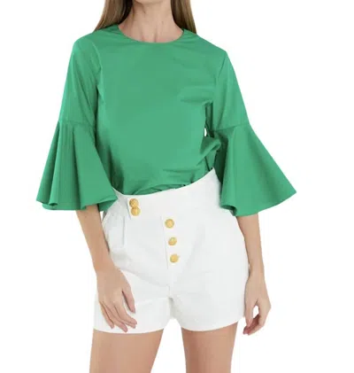 English Factory Ruffled Cotton Blend Top In Kelly Green In Green