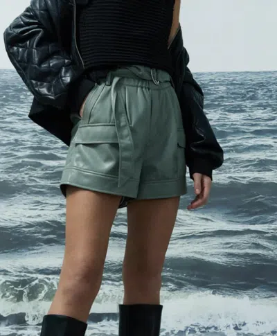 Melissa Nepton Parker Faux Leather Shorts In Sage In Multi