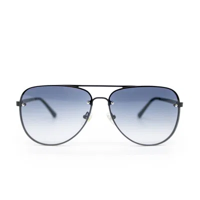 Wmp Eyewear Jade Oversized Aviator Sunglasses In Black Matte / Gradient Black Lens In Multi