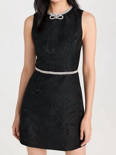 Alice And Olivia Ella Combo Vegan Sleeveless Drop Waist Mini Dress Off White In Black