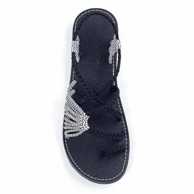 Plaka Women Palm Leaf Sandals In Black Zebra In Multi