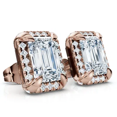 Pompeii3 2 1/5ct Tw Emerald Cut Diamond Studs 14k Gold Lab Grown In Multi