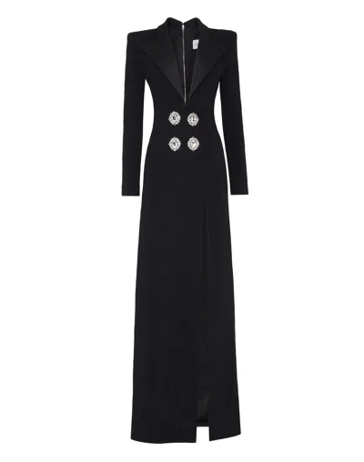 PHILIPP PLEIN CADY V NECK LONG BLAZER DRESS 
