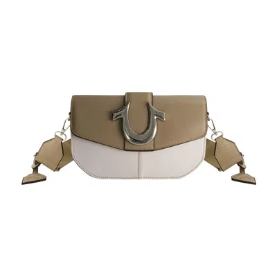True Religion Licensed Denim Saddle Bag With Oversized Horseshoe Logo In Grey