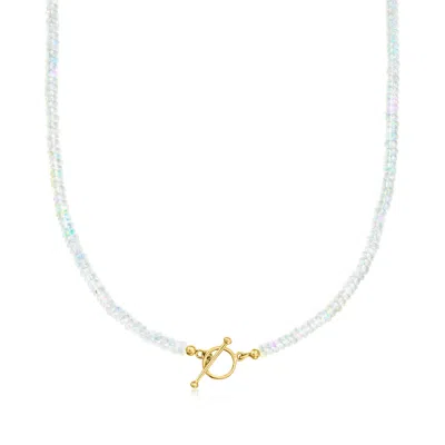 Ross-simons 3.5-4mm Opal Bead Charm-compatible Toggle Necklace In 18kt Gold Over Sterling In Multi