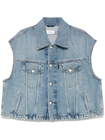 Haikure Boxy Denim Gilet With Pointed Collar