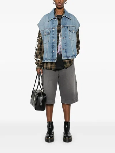 Haikure Boxy Denim Gilet With Pointed Collar