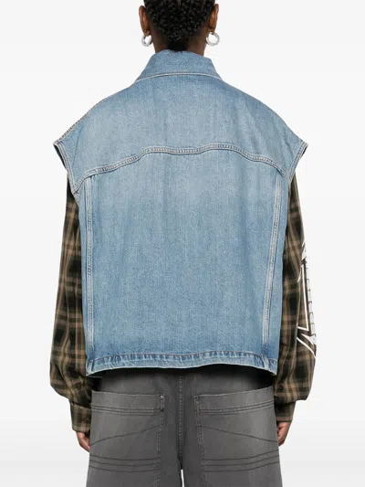 Haikure Boxy Denim Gilet With Pointed Collar