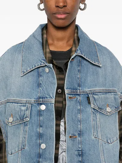 Haikure Boxy Denim Gilet With Pointed Collar