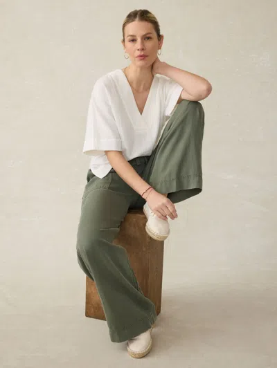 Faherty Dune Relaxed Fit Cotton Gauze Top In White