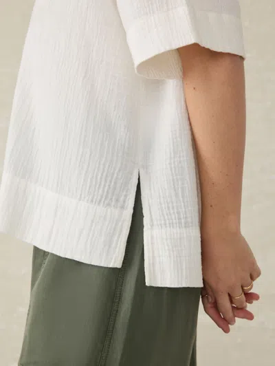 Faherty Dune Relaxed Fit Cotton Gauze Top In White