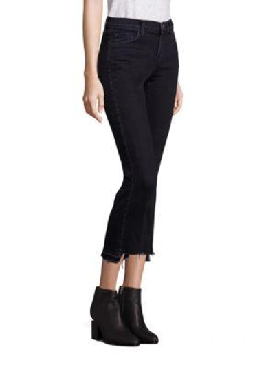 Shop J Brand Selena Mid-rise Cropped Bootcut Jeans In Obsidian