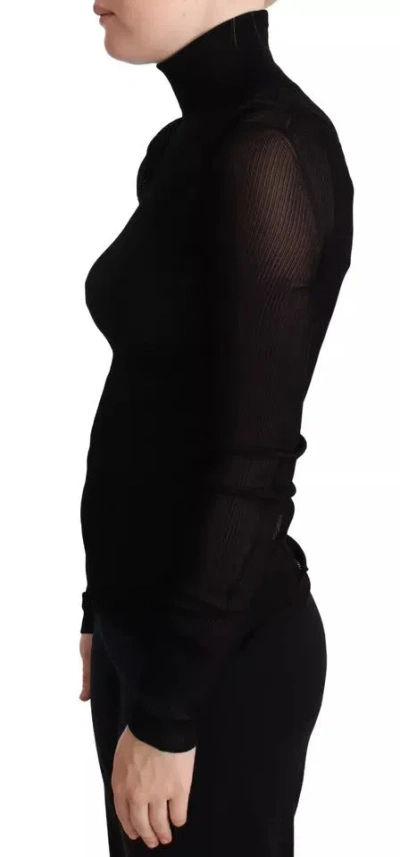 Pre-owned Dolce & Gabbana Black Turtleneck Form Fitting Pullover Women's Sweater ()