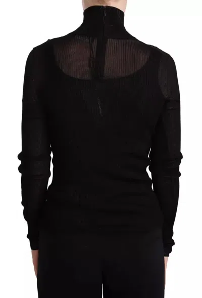 Pre-owned Dolce & Gabbana Black Turtleneck Form Fitting Pullover Women's Sweater ()