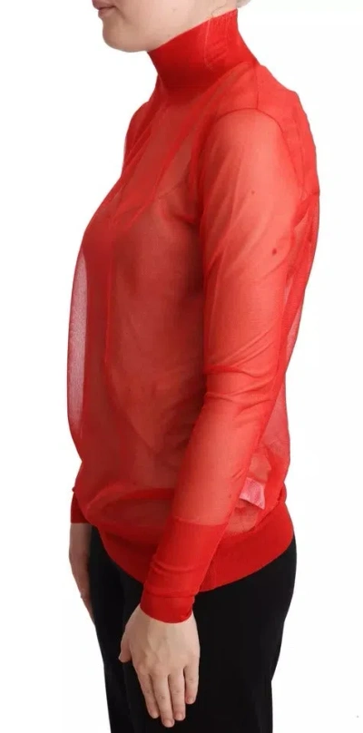 Pre-owned Dolce & Gabbana Orange Semi Transparent Blouse Women's Sweater ()