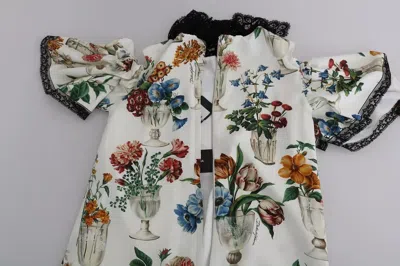 Pre-owned Dolce & Gabbana White Lace Floral Vase Shift Mini Women's Dress ()