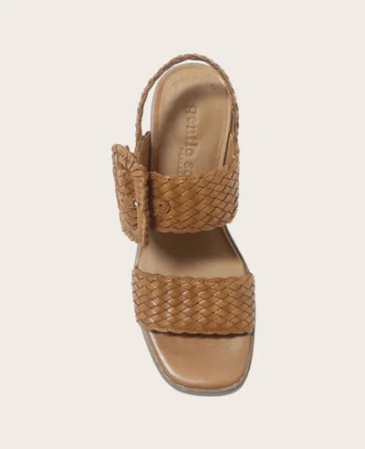 Gentle Souls - Madylyn Woven Leather Heel Sandal In Tan Leather