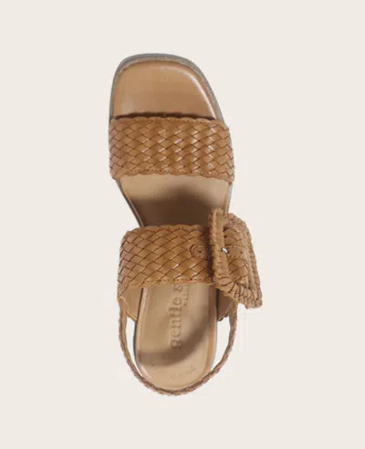 Gentle Souls - Madylyn Woven Leather Heel Sandal In Tan Leather