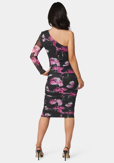 Shop Bebe One Shoulder Ruched Midi Dress In Lavender Mystique