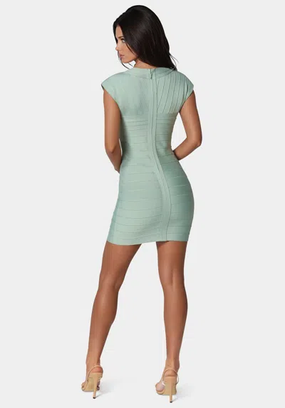 Bebe Cap Sleeve Bandage Mini Dress In Celadon
