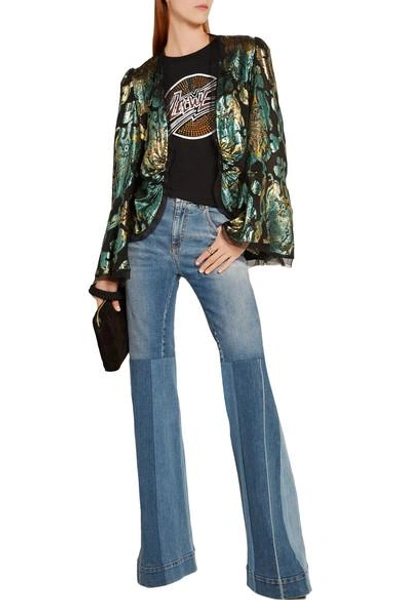 Shop Roberto Cavalli Patchwork High-rise Flared Jeans